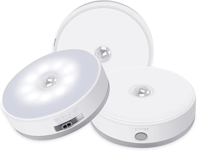 LED Night Dimmable 2 Colors Portable Rechargeable Wireless LED Under Cabinet Portable Motion Activated Induction Lamp